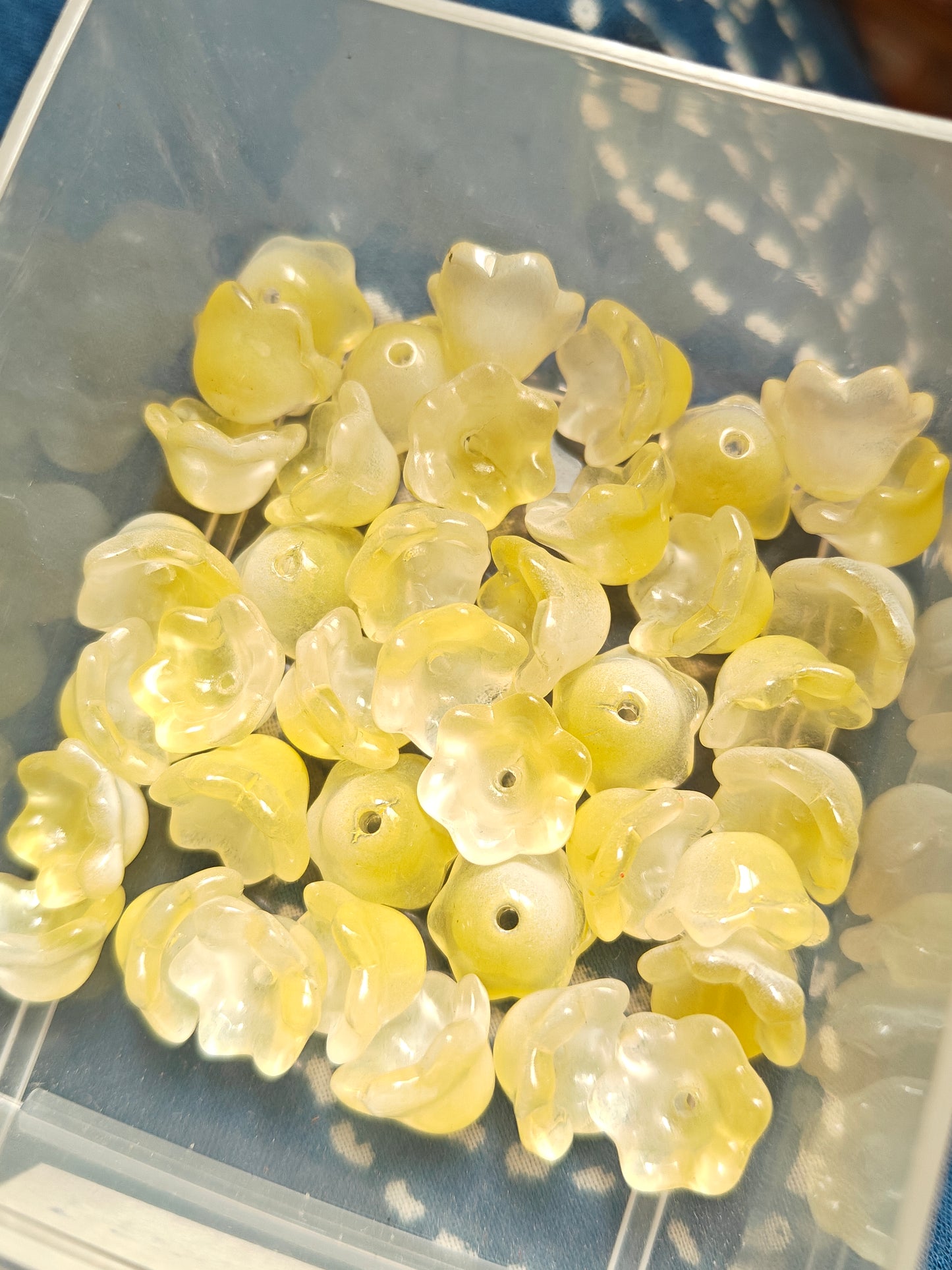 Lemon Yellow Orchid Glass Bead 12*7mm - 1 Piece