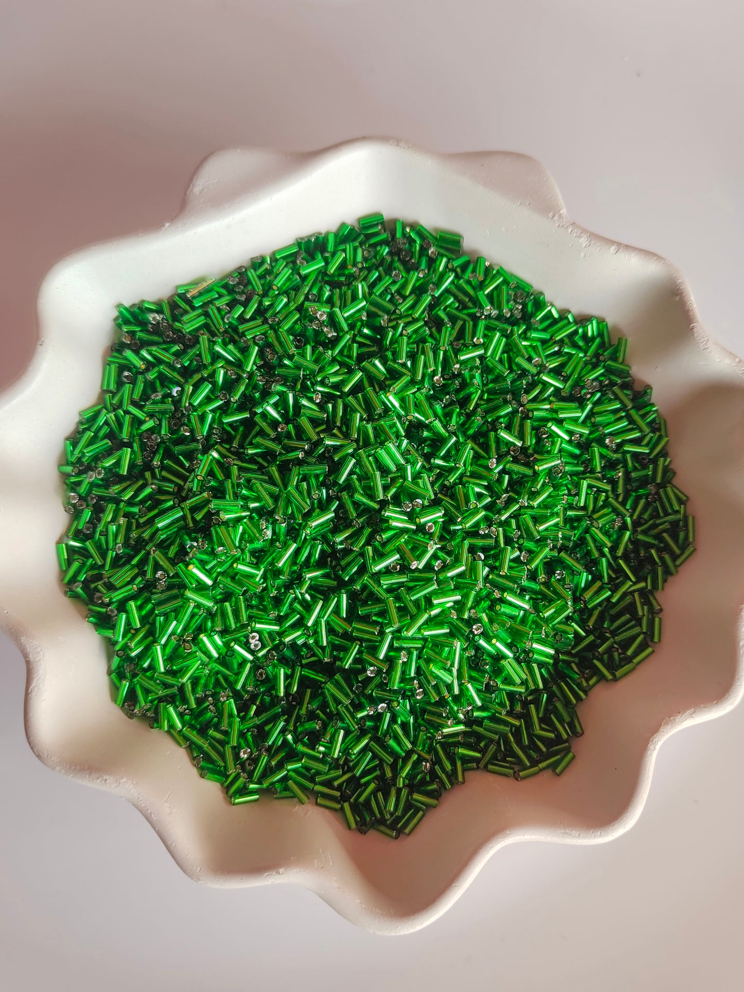Green Tube Seed Beads 10g