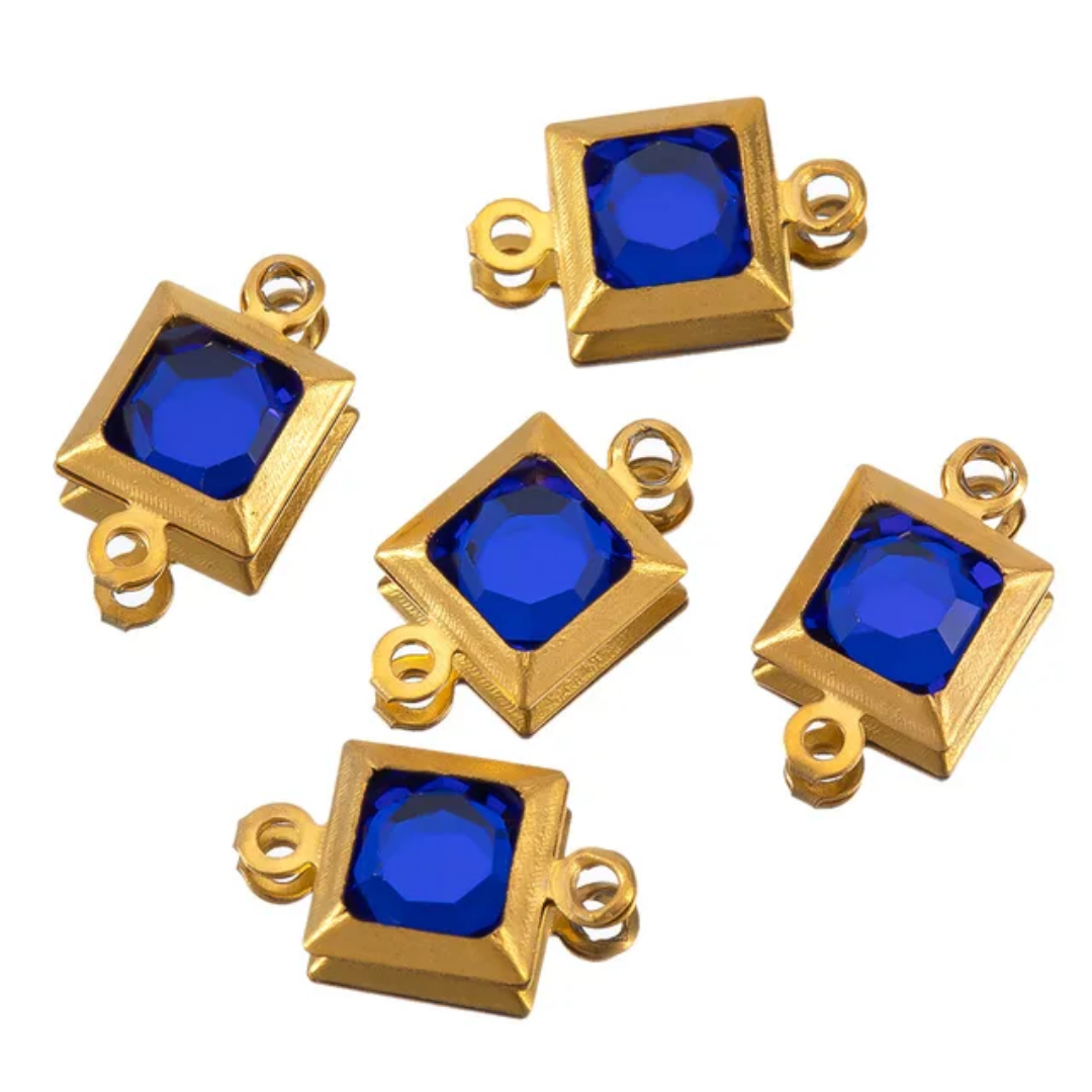 ZC Square Connector Charm - 18k Gold PVD Plated Stainless Steel - Anti Tarnish  - 1 Piece