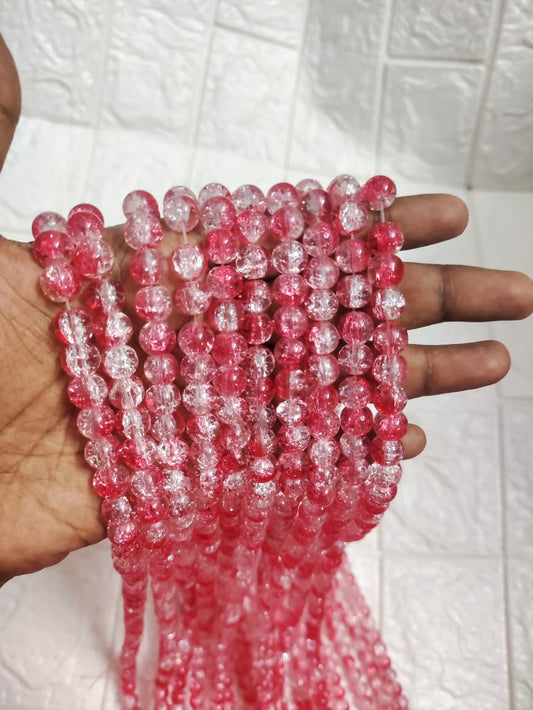 Dual Shade Crackle Beads 8mm - approx. 100 beads