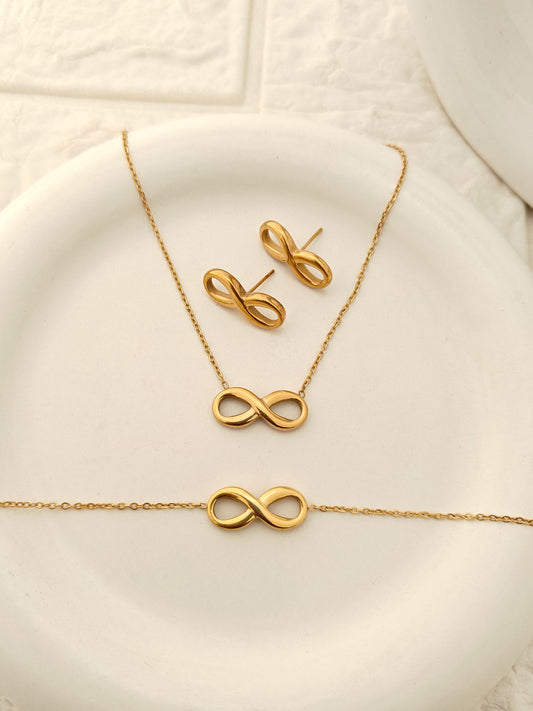Infinity Combo Set - Stud, Bracelet, Chain