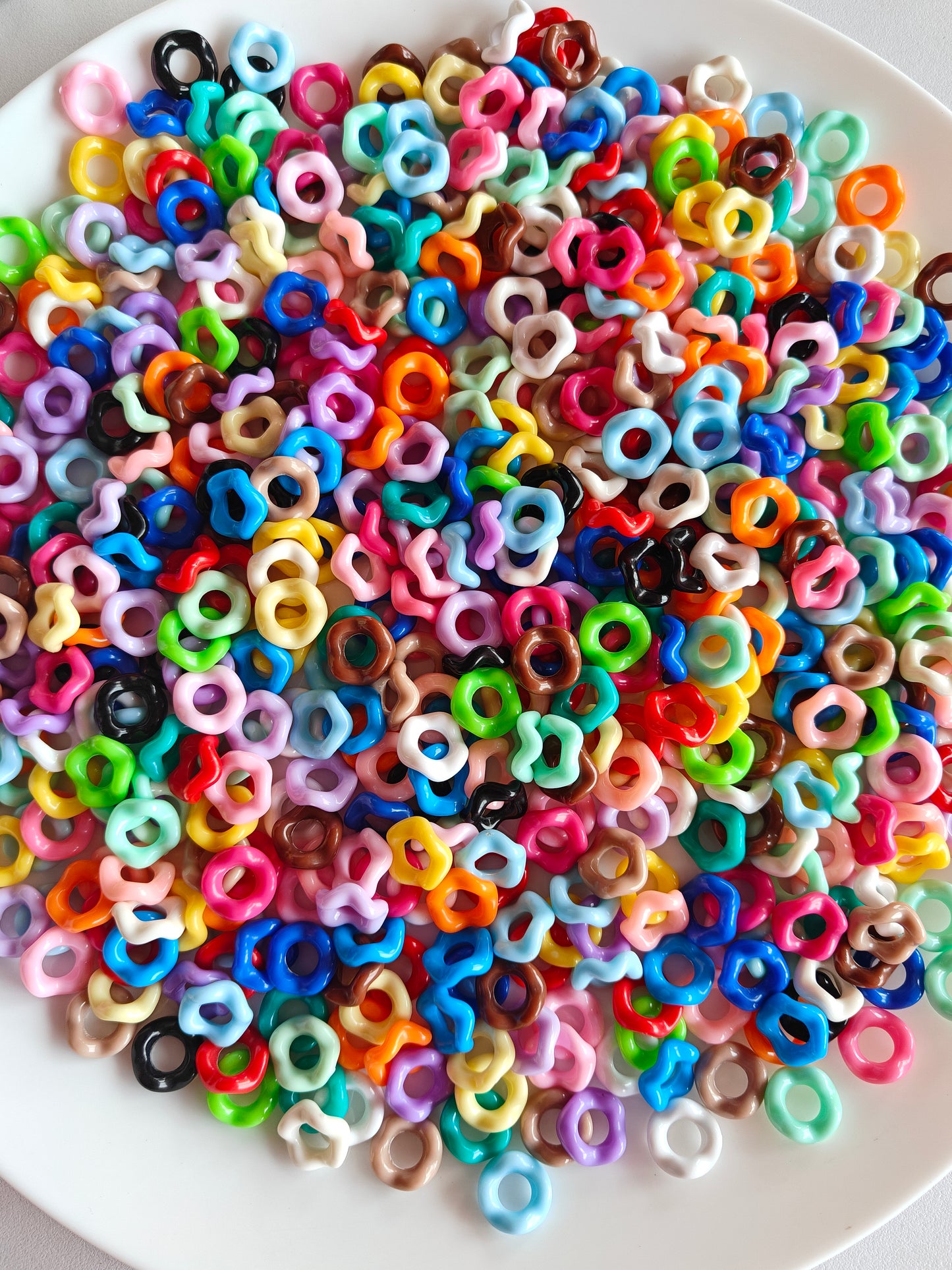 Acrylic Multicolor Wavy Round Spacer Beads - 20g