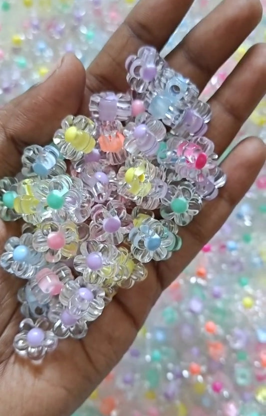 Flower Acrylic Beads - 20gms (approx. 35-38 pieces)