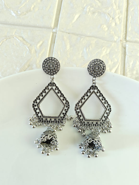 Silver Pentagon Hanging Jhumka Base - 1 Pair