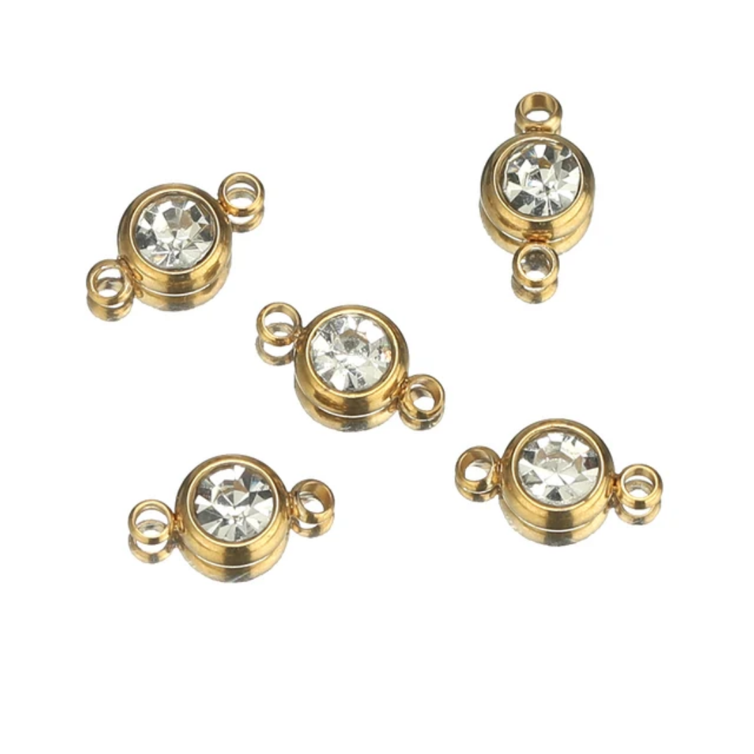 18K Gold Plated Round Connector Charm - 1 Piece