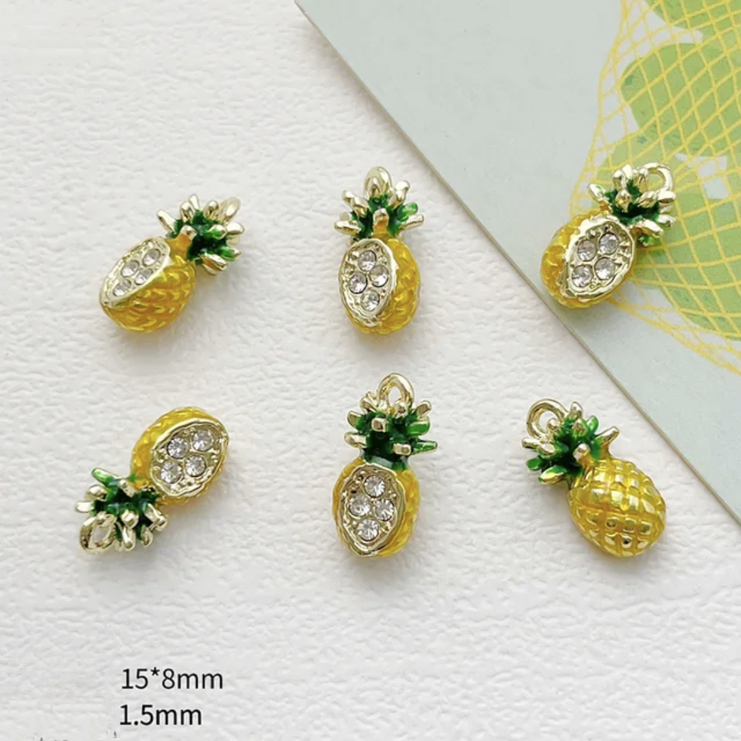Pineapple Fruit 14k Gold Plated Charm - 1 Piece - Anti Tarnish