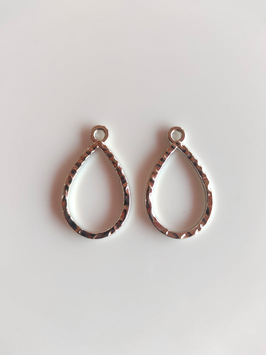 Silver Drop Hammered Bezel - 1 Piece