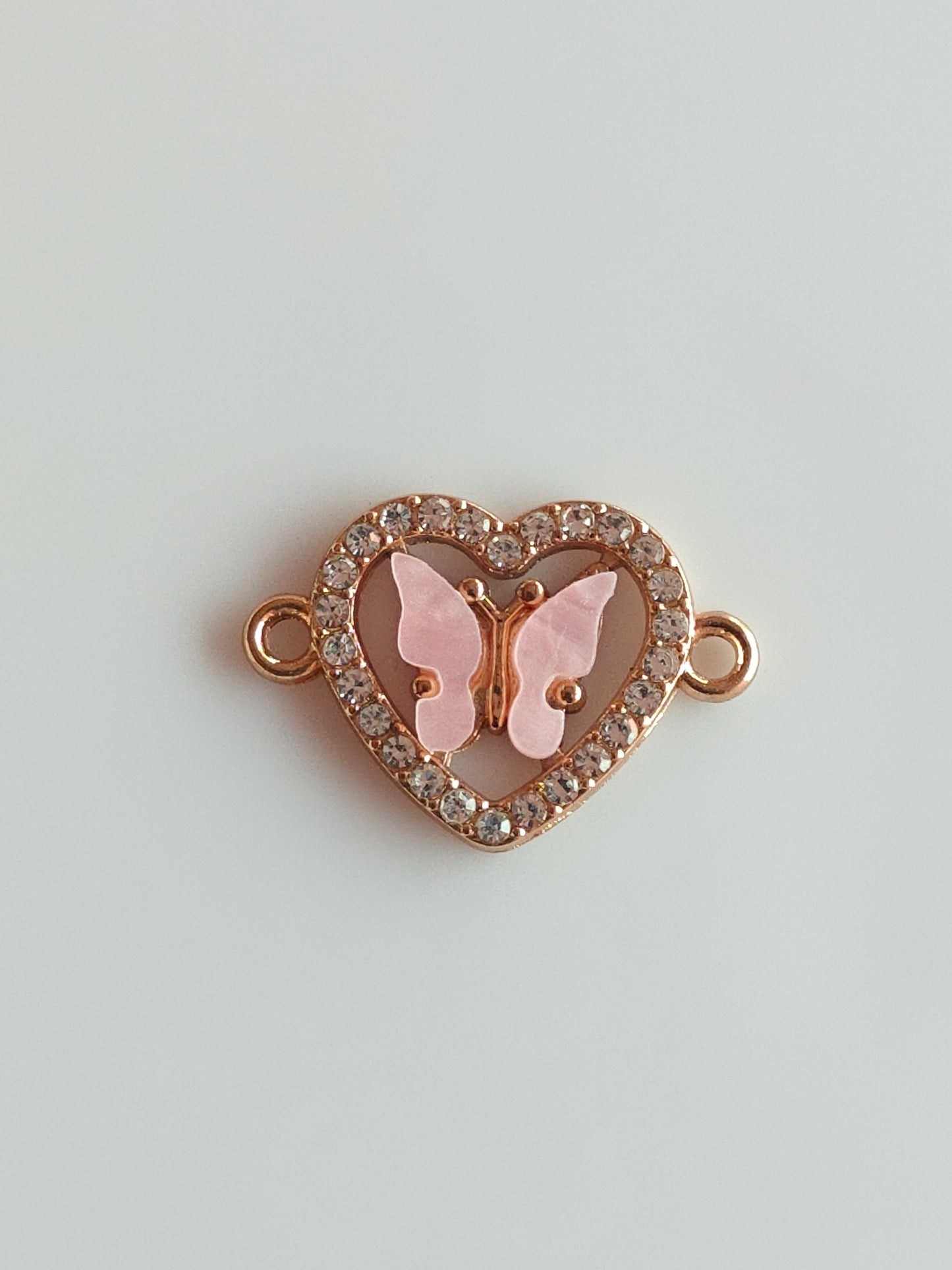 Stone Heart Butterfly Charm - 1 Piece