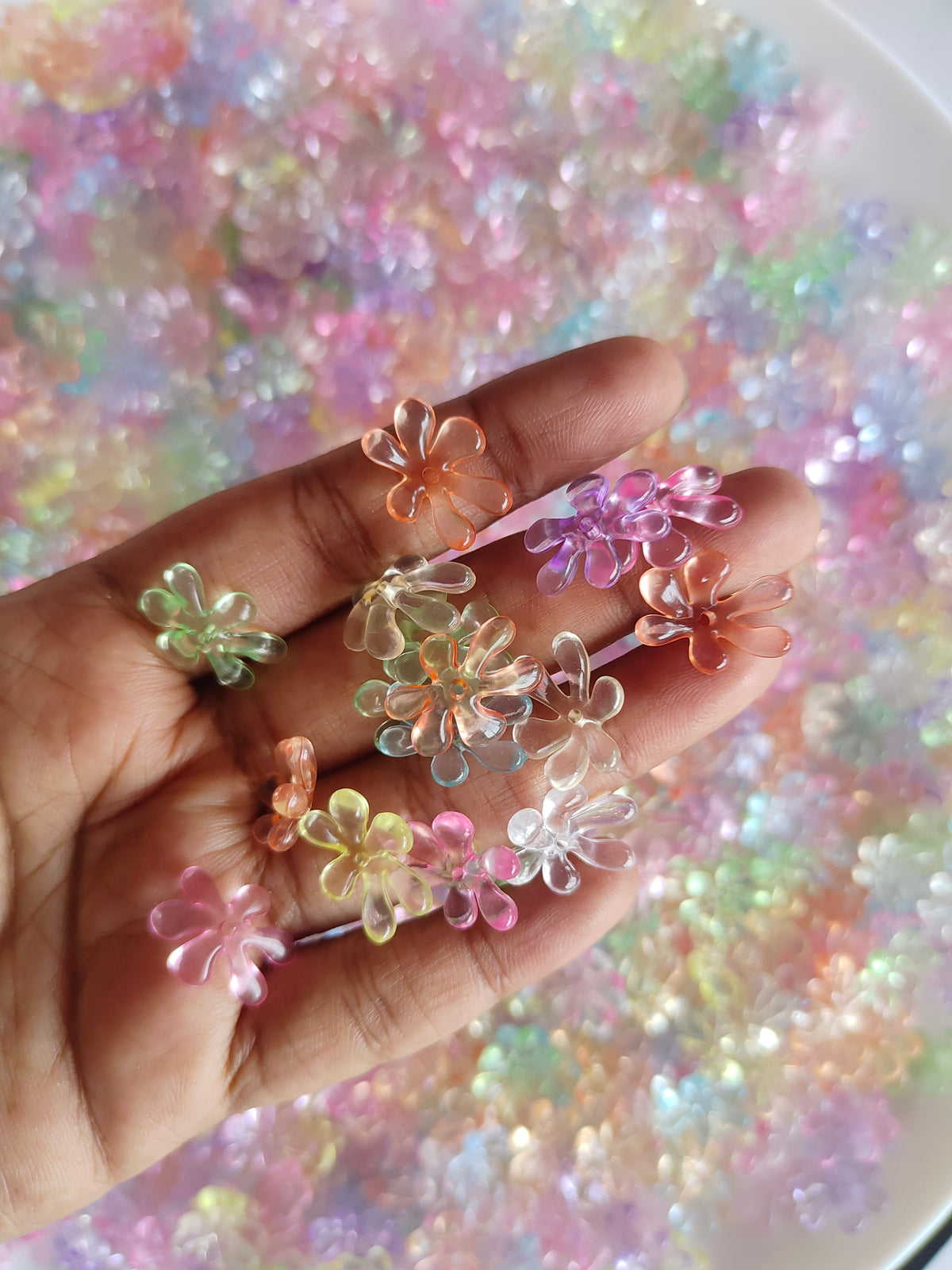Transparent Flower Charms 20g