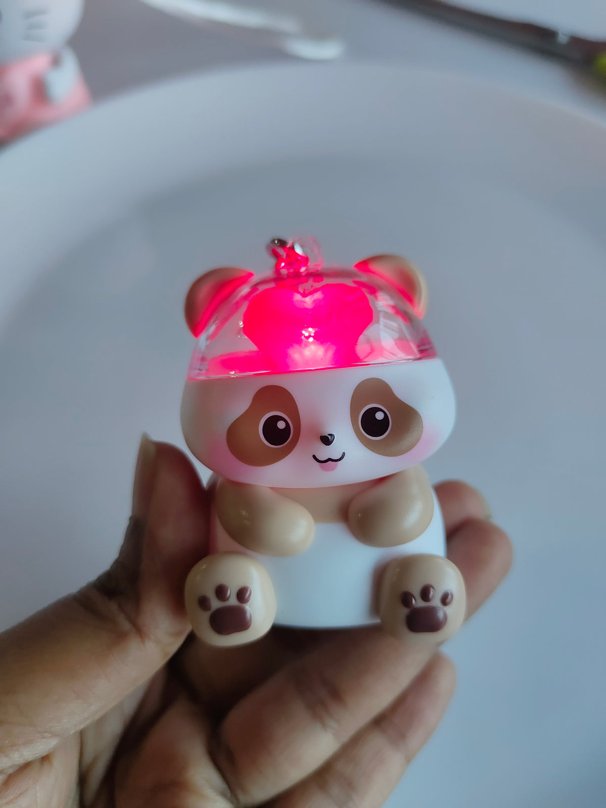 Mini Love Panda Light Keychain - Brown