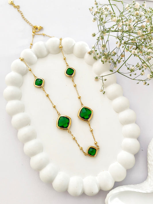 Emerald Glow Station Necklace