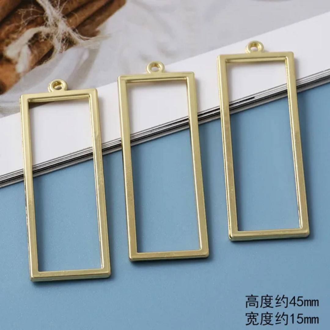 14k Gold Plated Zinc Alloy Geometric Bezels - 1 Piece
