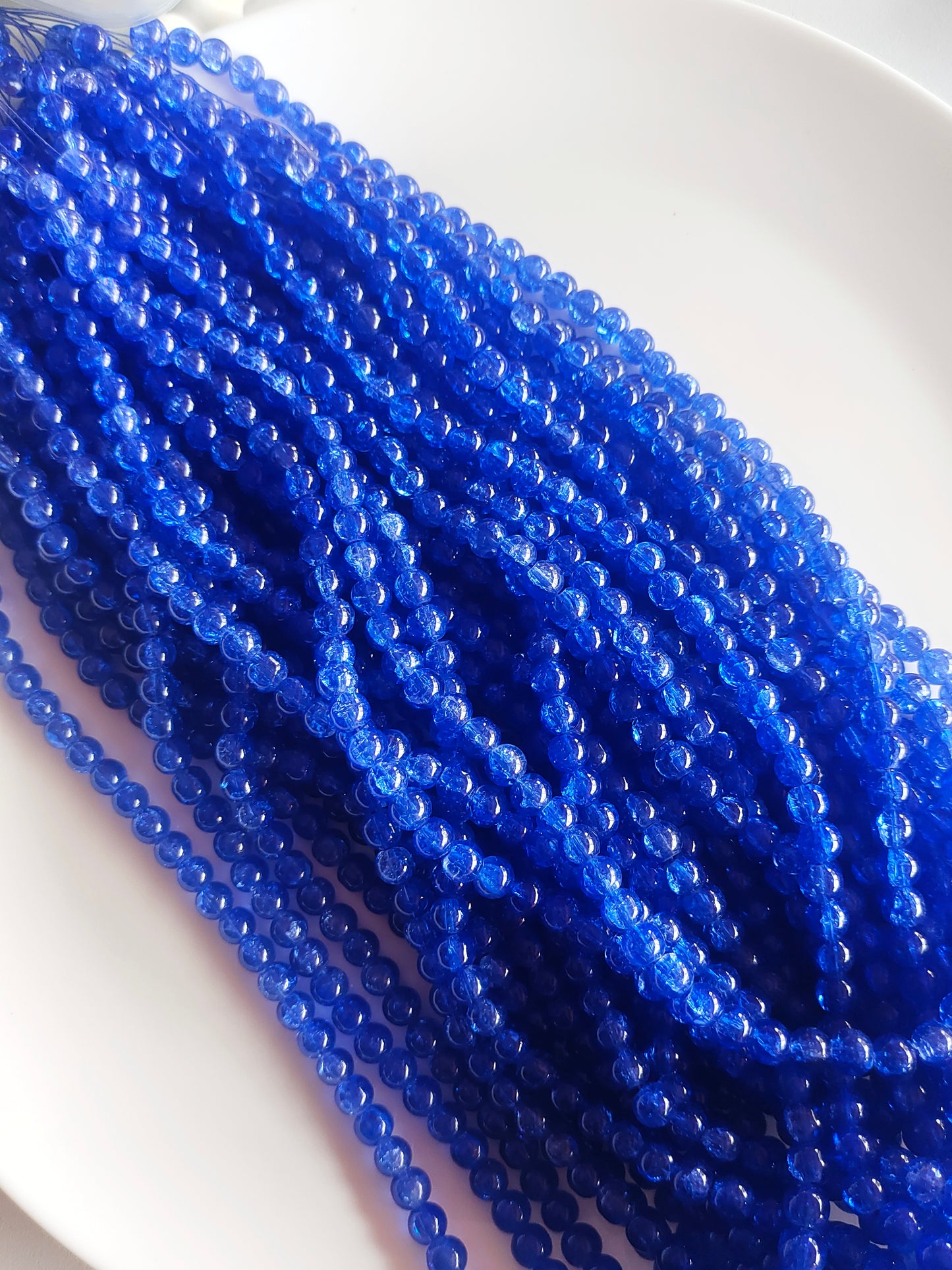 Single Shade Crackle Beads 8mm Dark Blue - approx. 100 beads