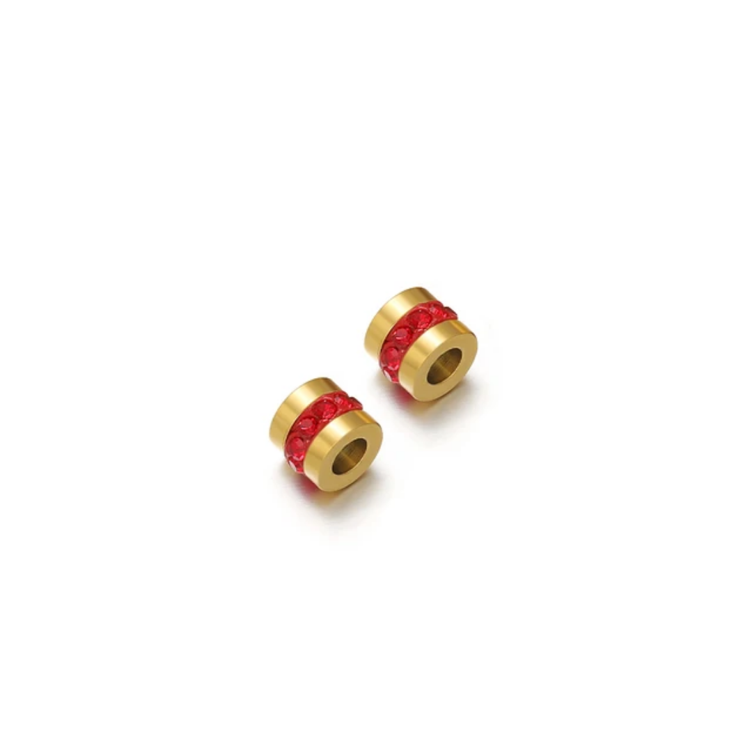 Mini Zircon Spacer Bead - 18k Gold PVD Stainless Steel - 1 Piece