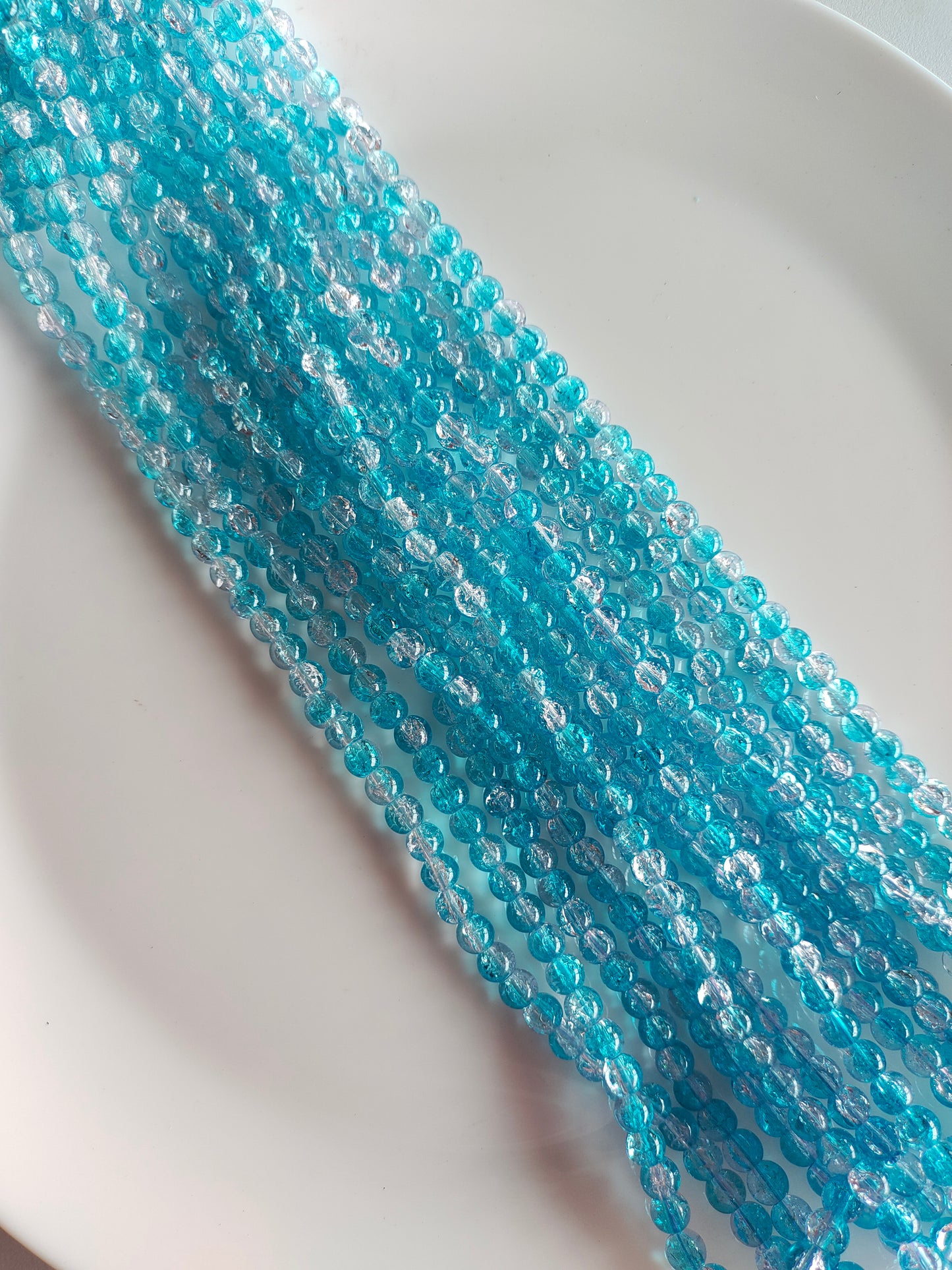 Dual Shade Crackle Beads 8mm Blue & White - approx. 100 beads