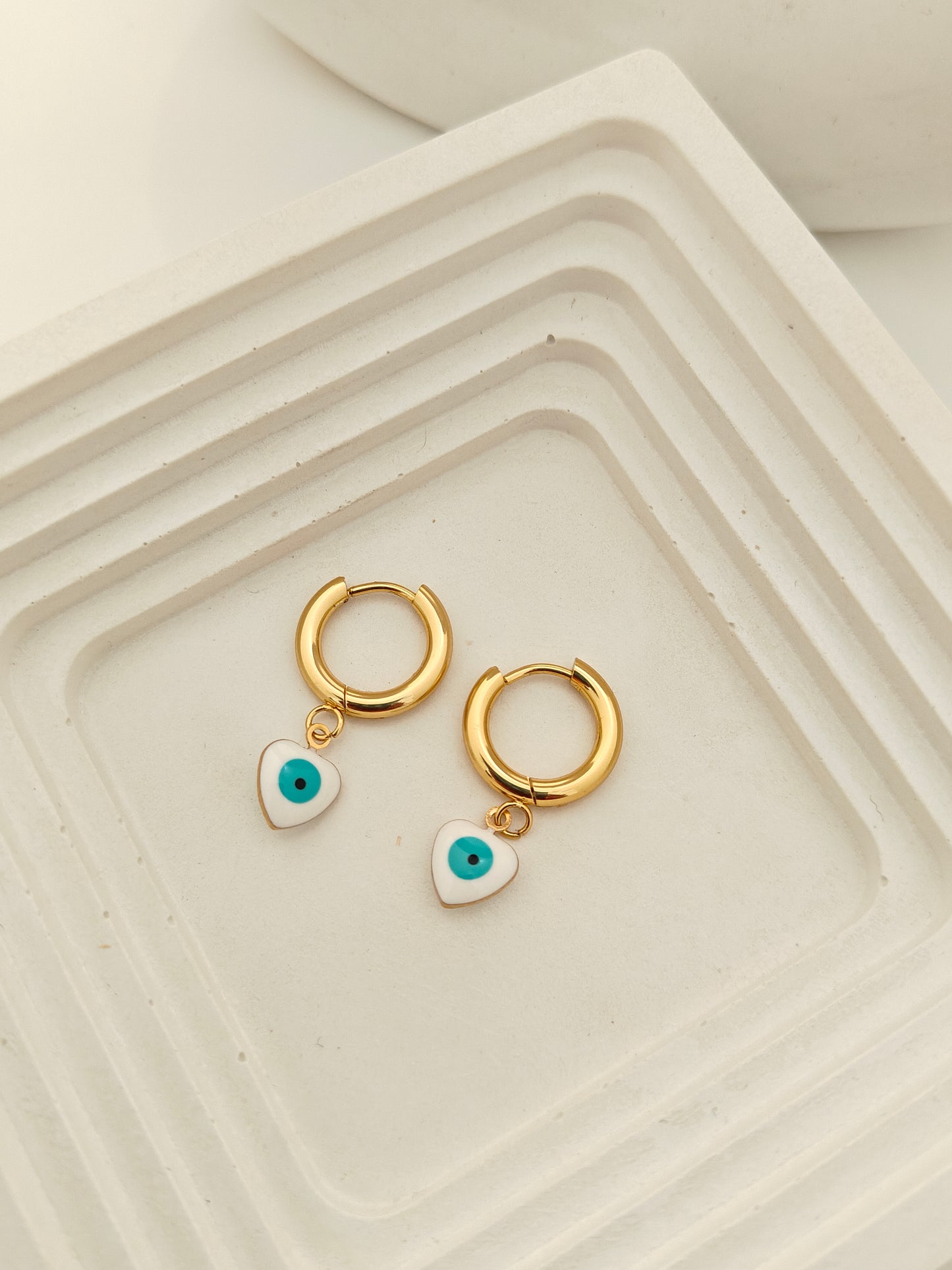 Hearty Evil Eye Hoops