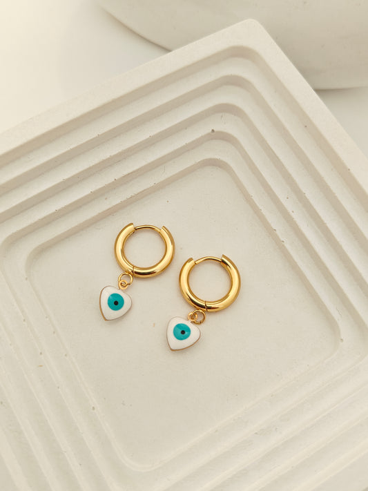 Hearty Evil Eye Hoops