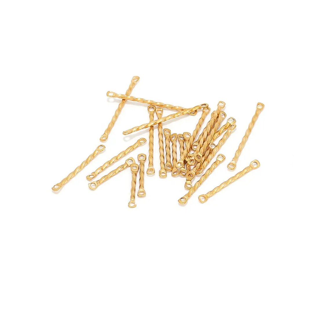 Twisted Bar Connector SS 18k Gold PVD Plated - 1 Piece
