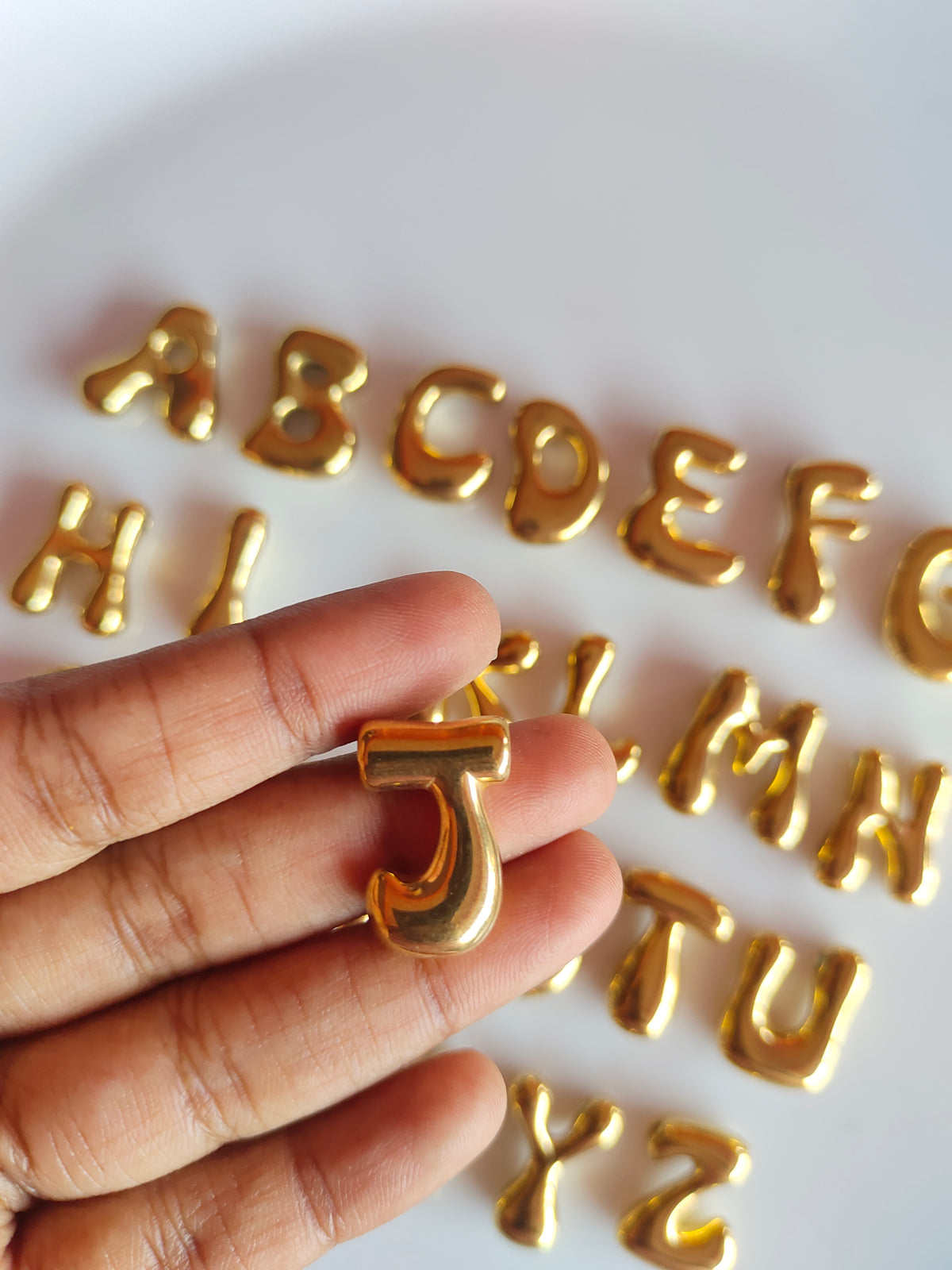 Bubble Alphabet SS 18k Gold PVD Plated Bead Charm - 1 Piece - Anti Tarnish