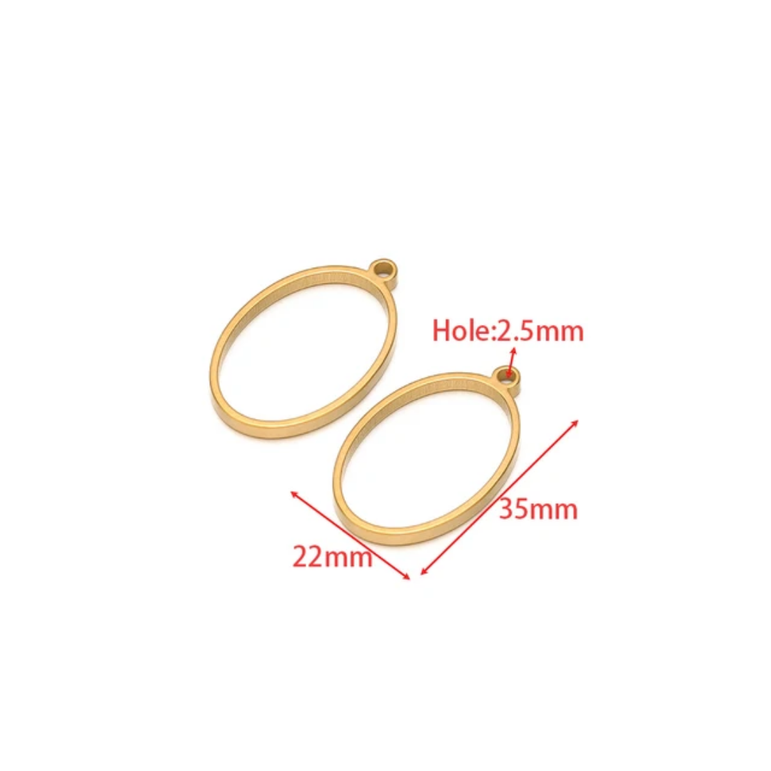Oval Bezel SS 18k Gold PVD Plated - 1 Piece