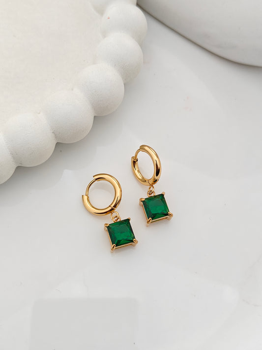 Luxe Emerald Hoops