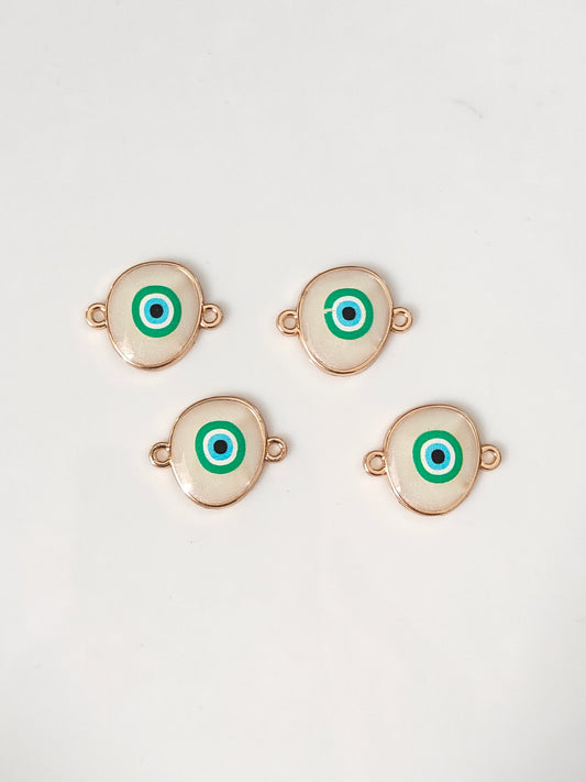 Oval Green Evil Eye Connector Charm - 1 Piece