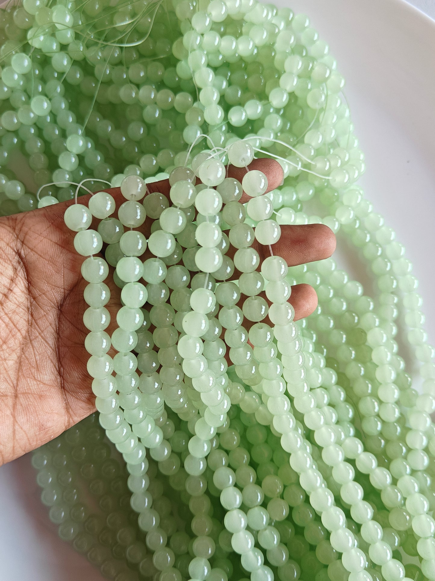 Jelly Beads 8mm Light Green - approx. 100 beads