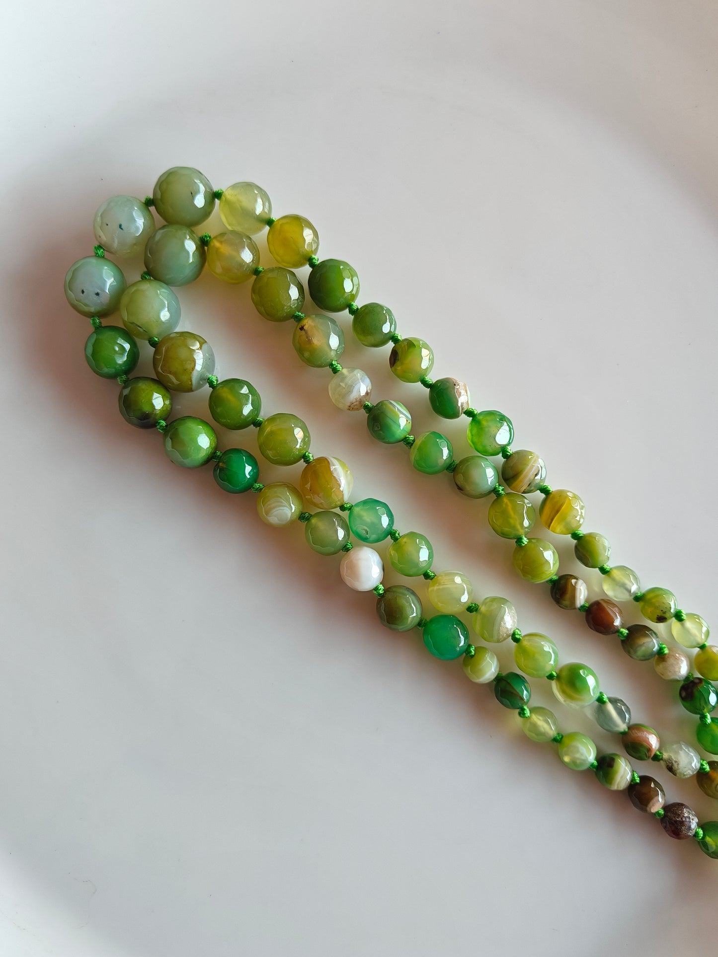 Green Multi size Beads - 1 String