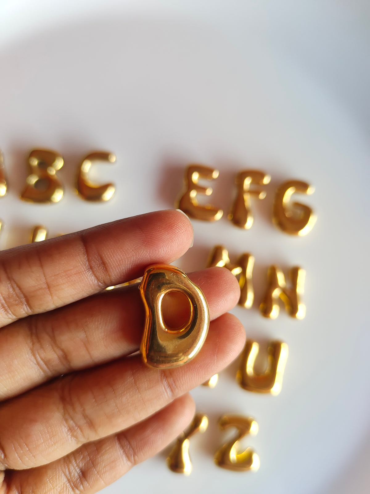 Bubble Alphabet SS 18k Gold PVD Plated Bead Charm - 1 Piece - Anti Tarnish