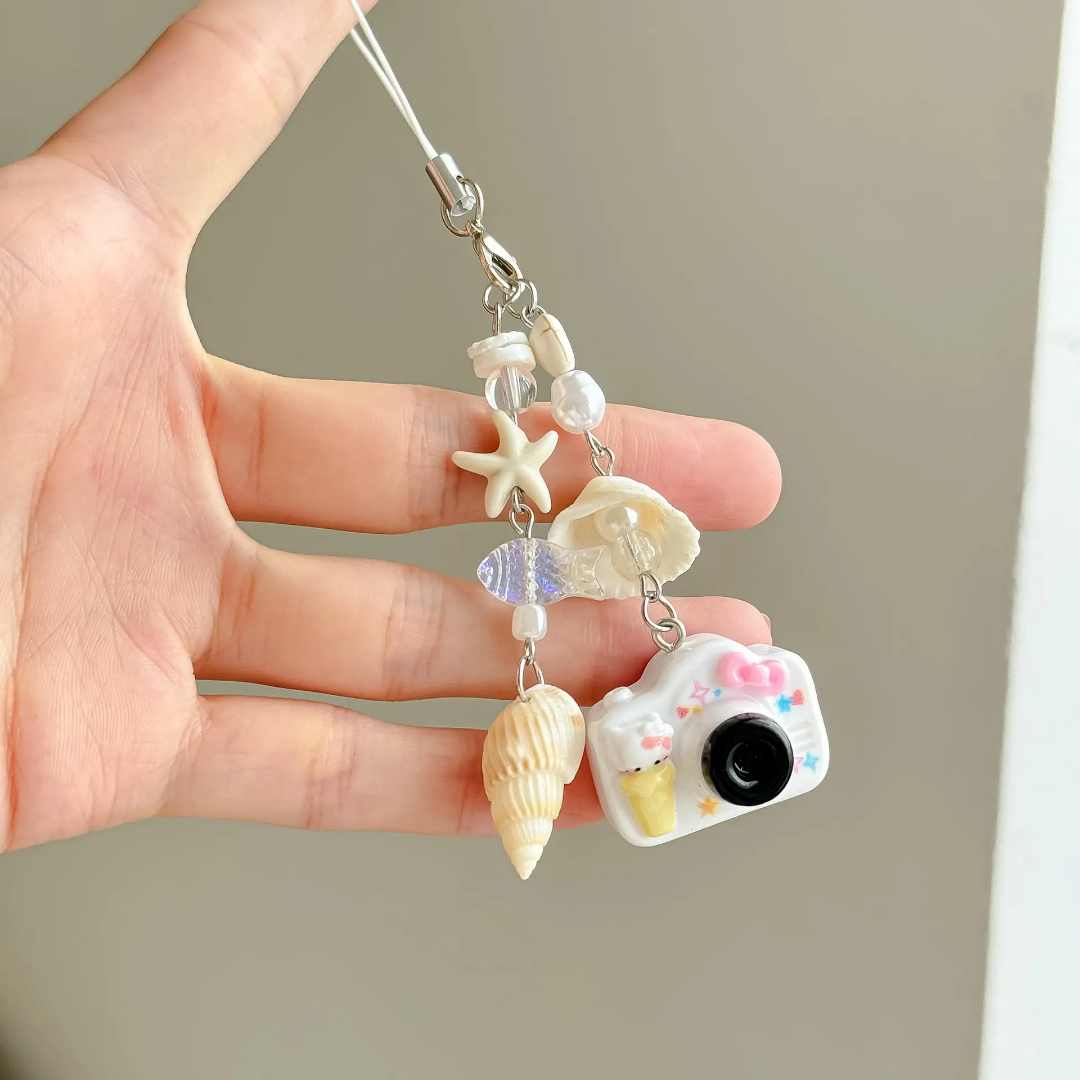 White Cam Ocean Phone Hanging Charm