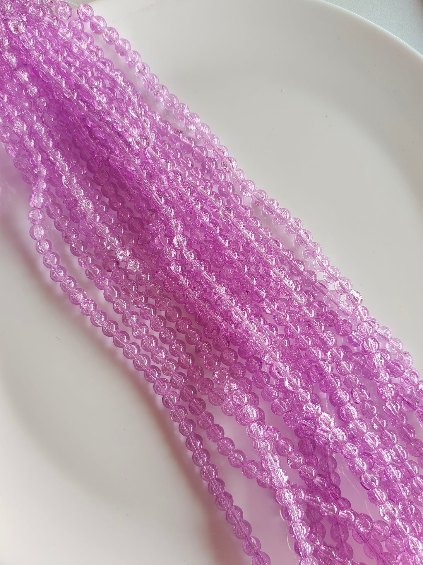 Single Shade Crackle Beads 8mm Lavendar - approx. 100 beads