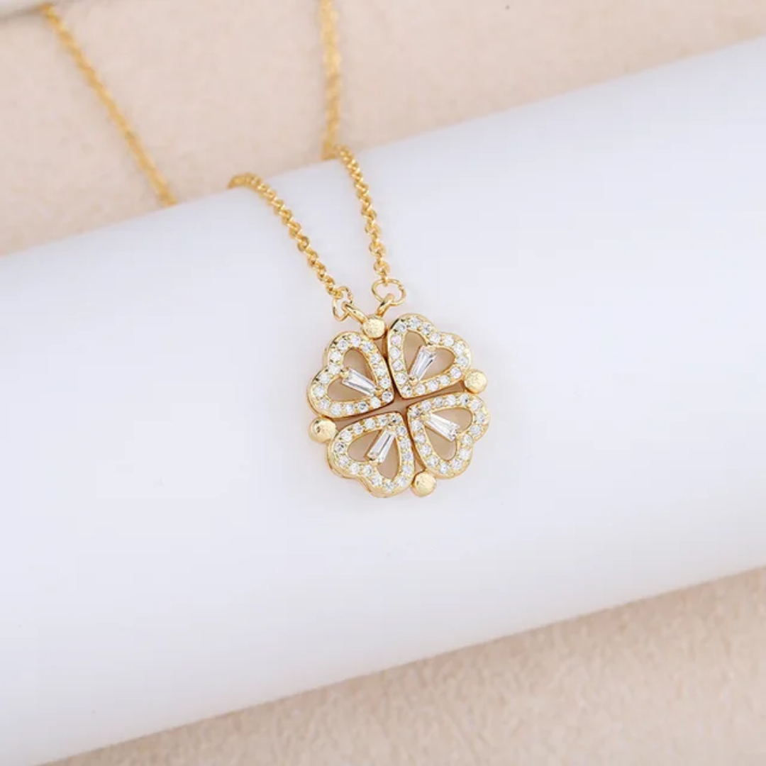 Lucky Clover Heart Magnetic Necklace