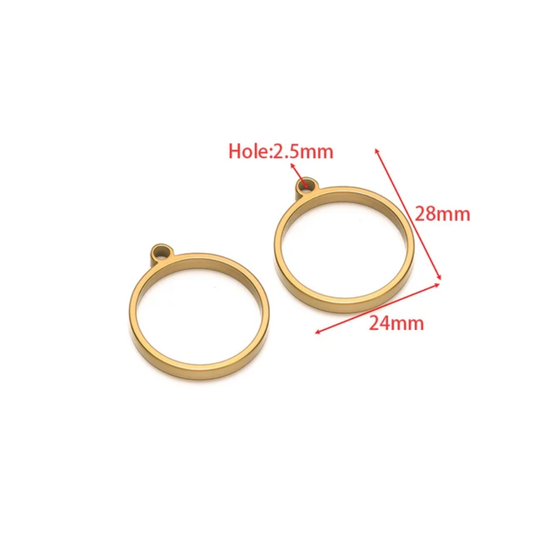 Round Bezel SS 18k Gold PVD Plated - 1 Piece