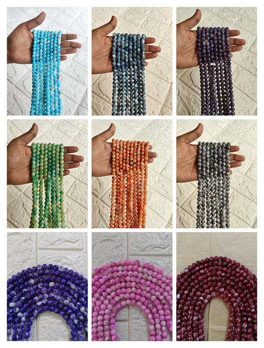 Marble Beads 8mm - Mix of 10 strings