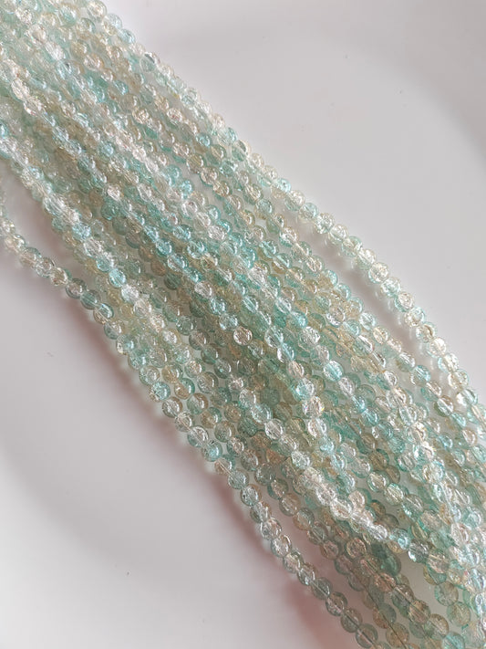 Dual Shade Crackle Beads 8mm Aqua Green & Pale Yellow - approx. 100 beads