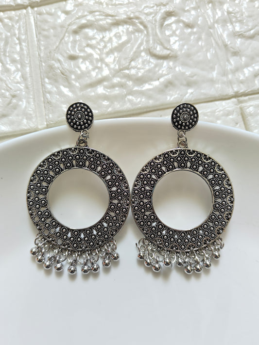 Silver Round Jhumka Base - 1 Pair