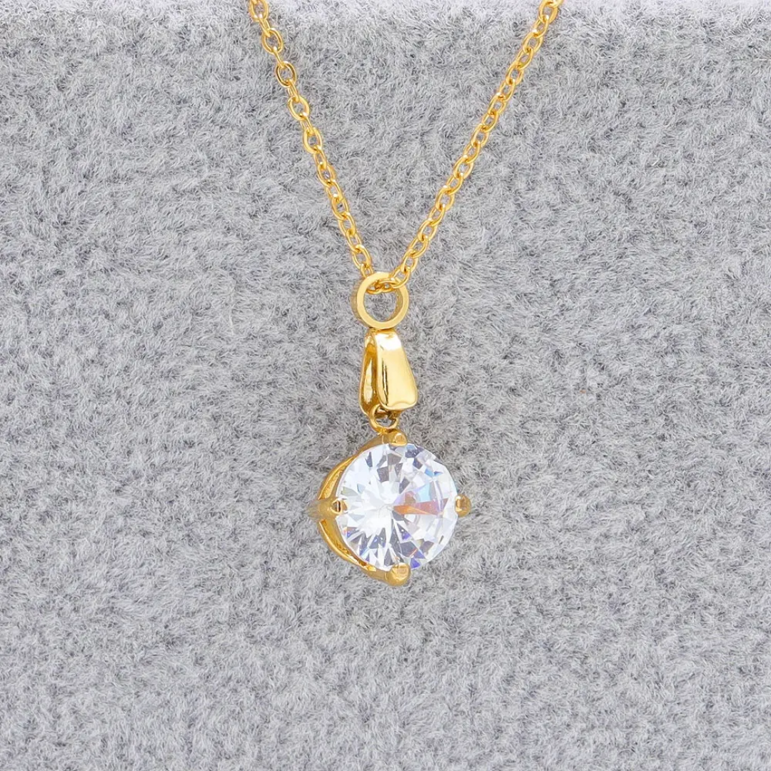 7mm Round Zircon Solitaire Pendant Charm - 1 Piece