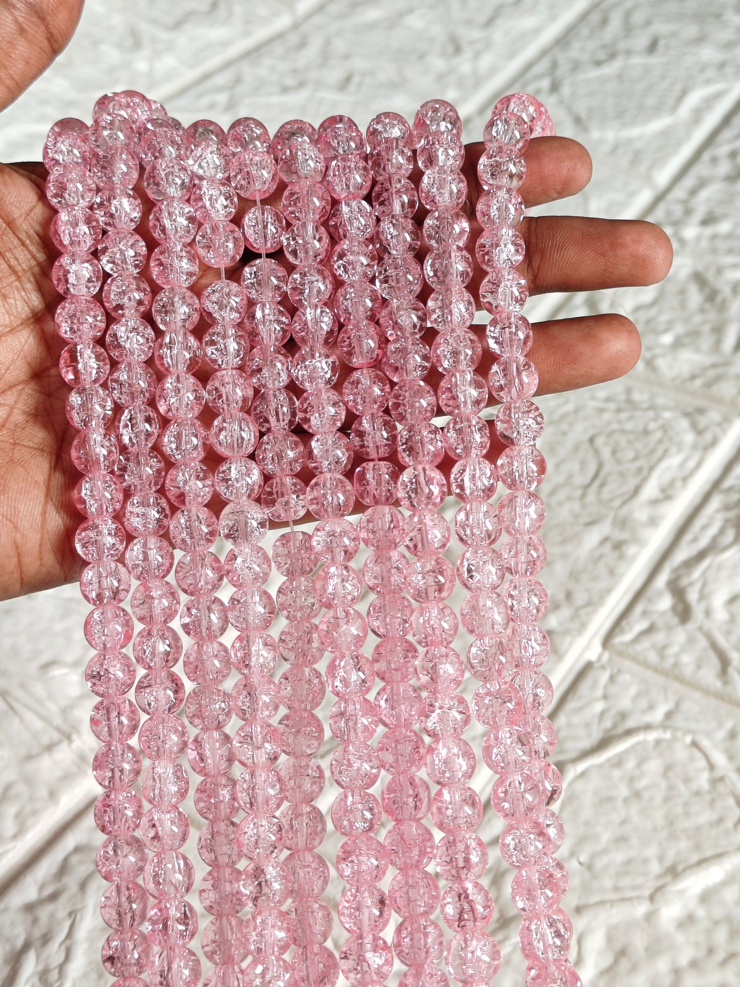 Single Shade Crackle Beads Pink - approx. 100 beads