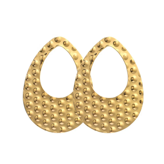 Stainless Steel Gold Hollow Embossing Big Drop Bezel - 1 Piece