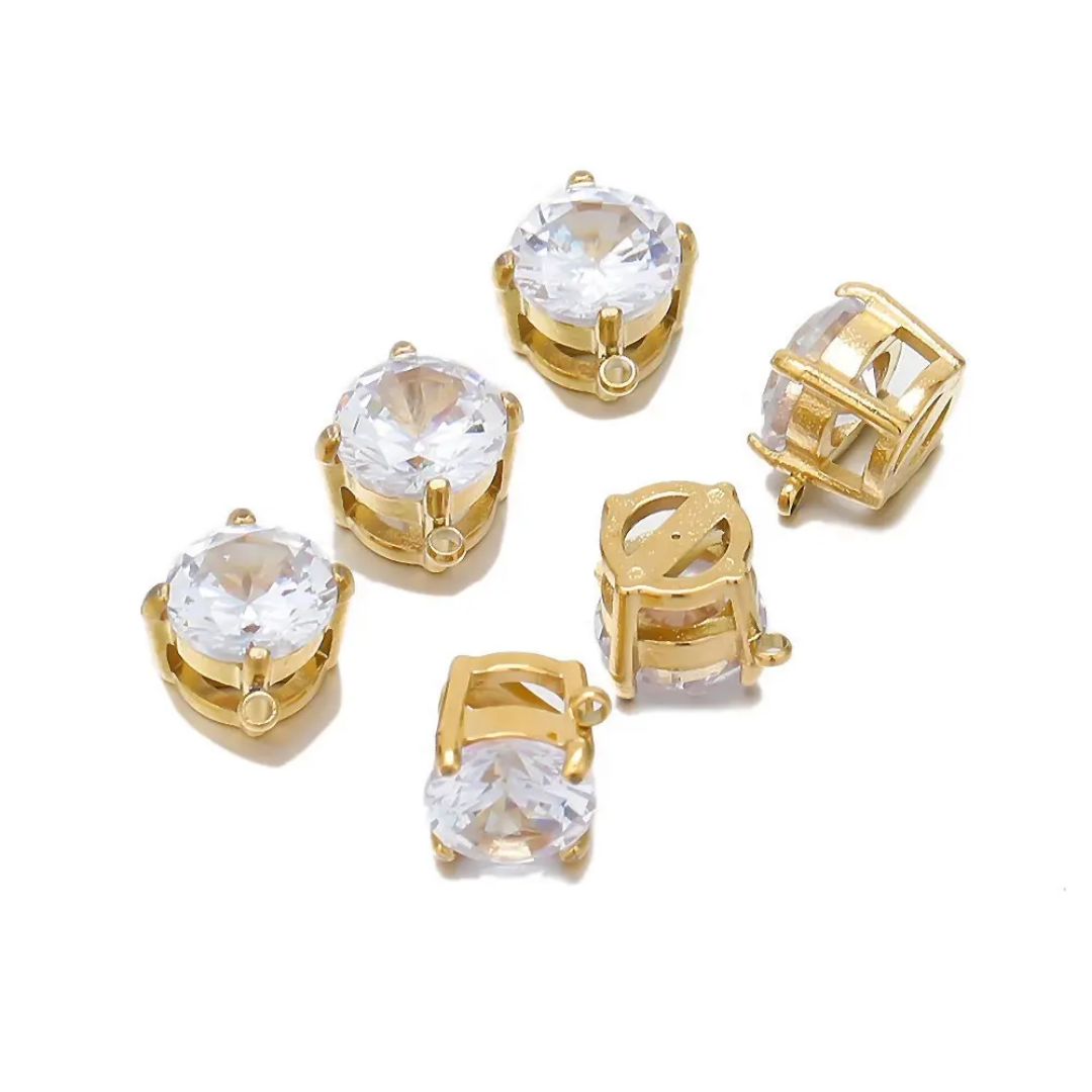 7mm Round Zircon Solitaire Pendant Charm - 1 Piece