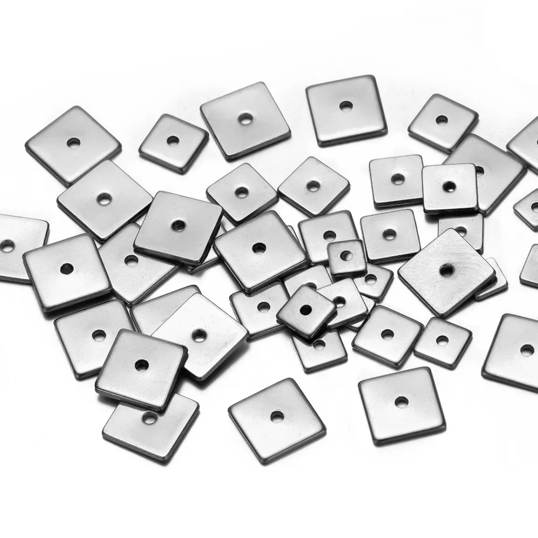Square Loose Spacer Bead Stainless Steel Charm - 1 Piece