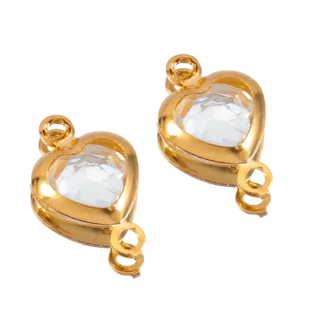 ZC Heart Connector Charm - 18k Gold PVD Plated Stainless Steel- Anti Tarnish  - 1 Piece