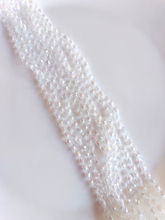 Drop 8*5mm Crystal Beads Clear/White