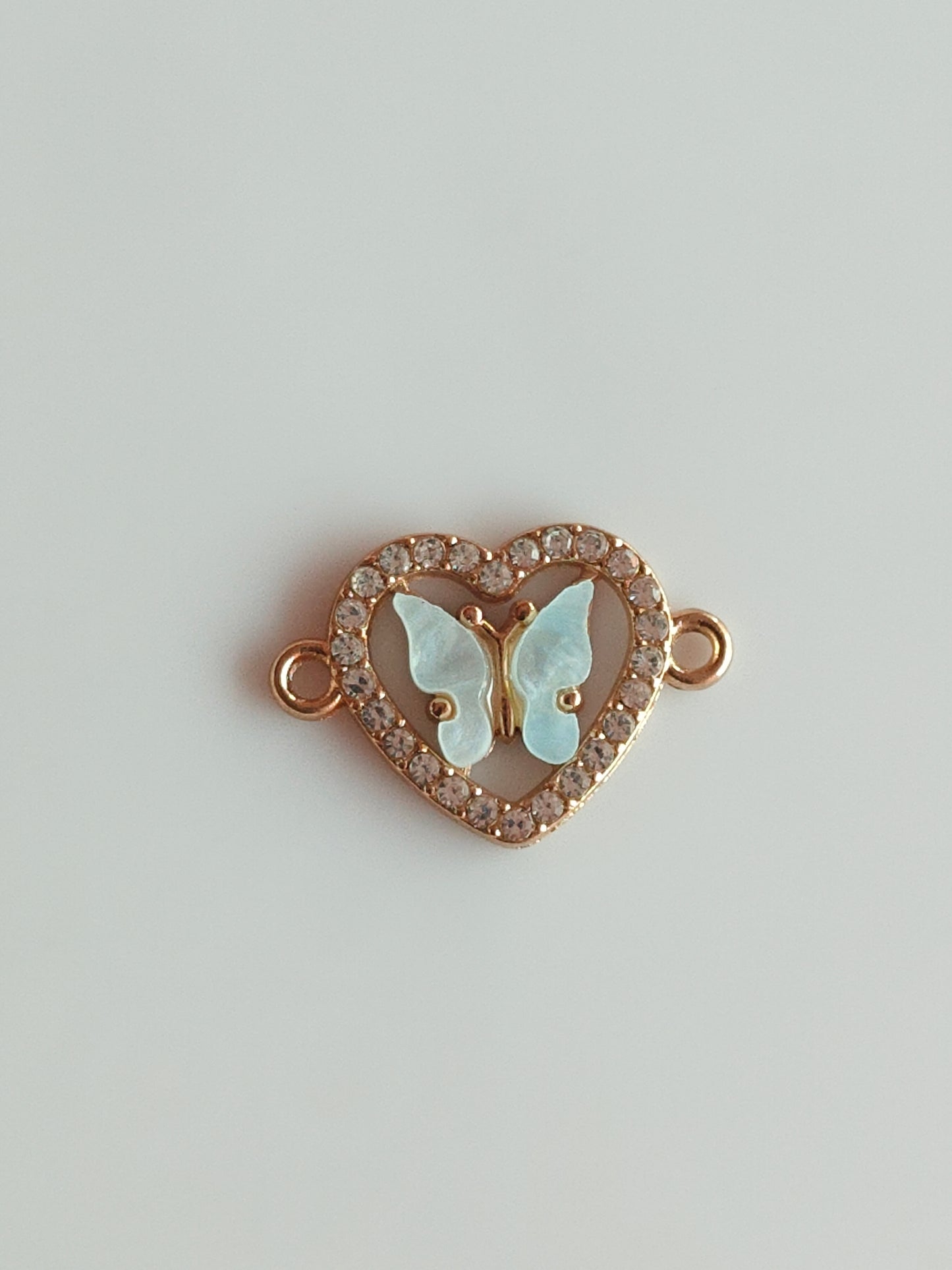 Stone Heart Butterfly Charm - 1 Piece