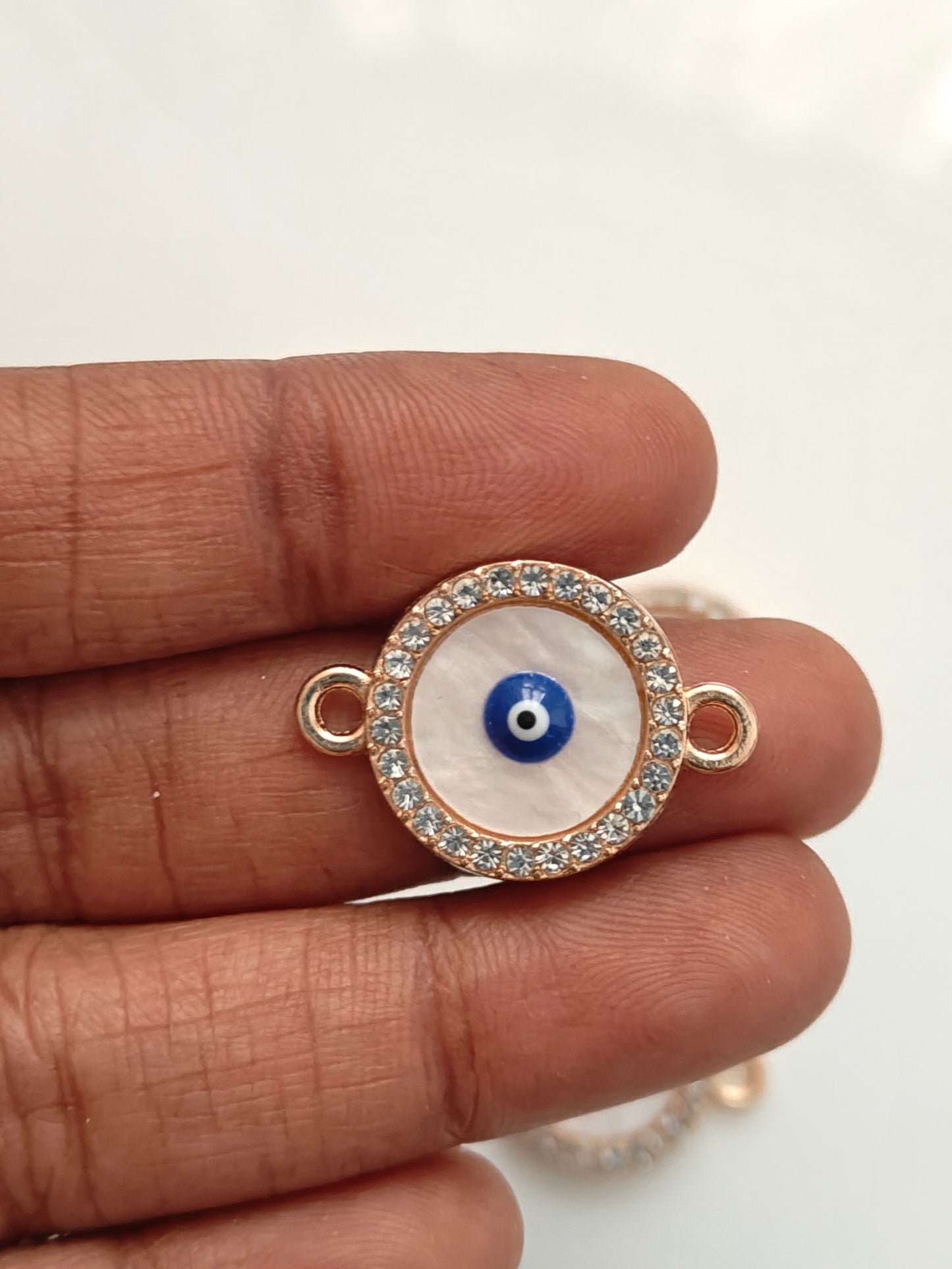 Stoned Round Evil Eye Connector Charm - 1 Piece