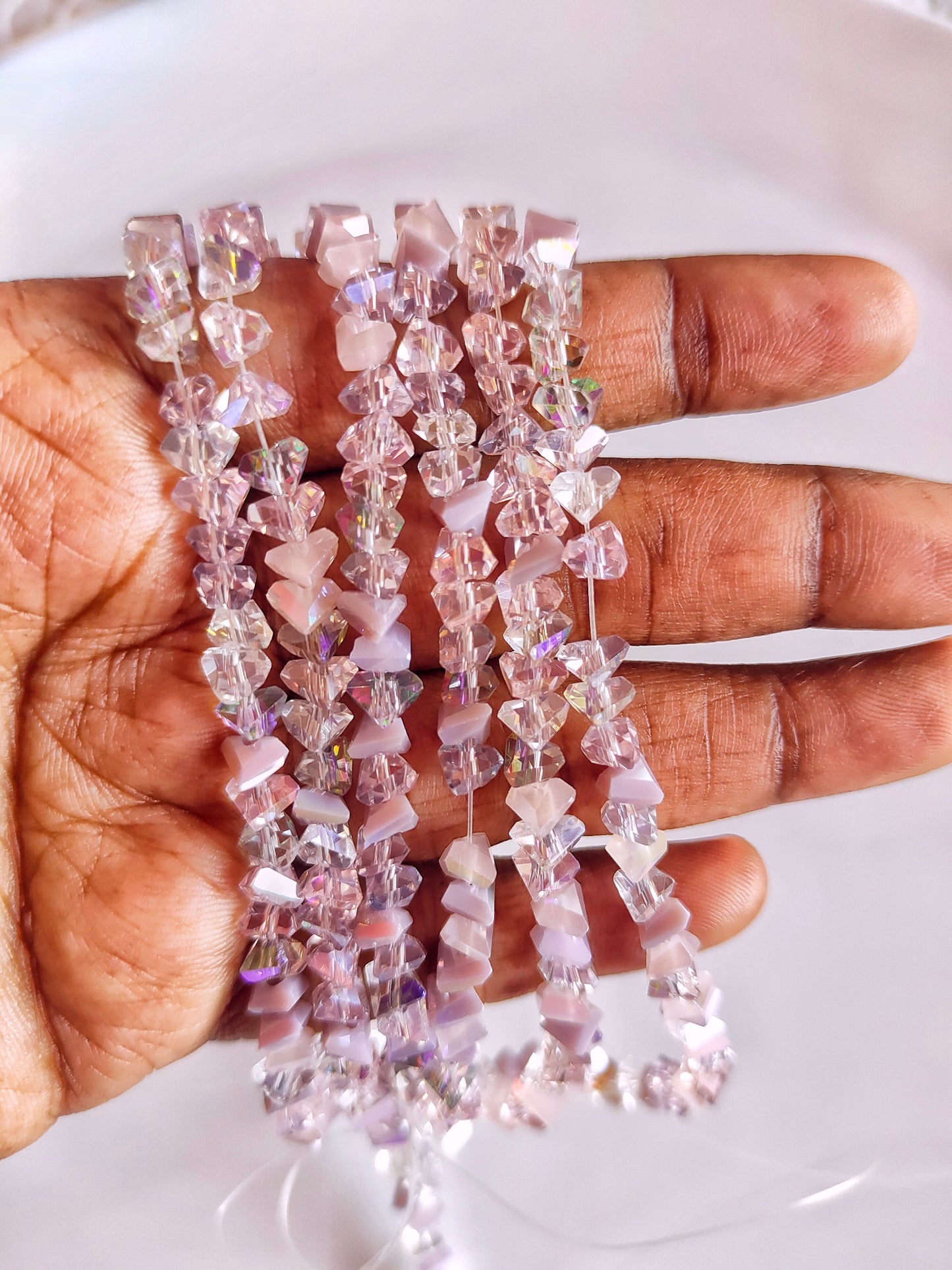 Premium Light Purple Triangle Crystal Beads
