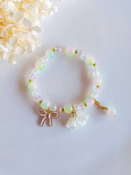 Blossom Charm Bracelet - Greenish Pink