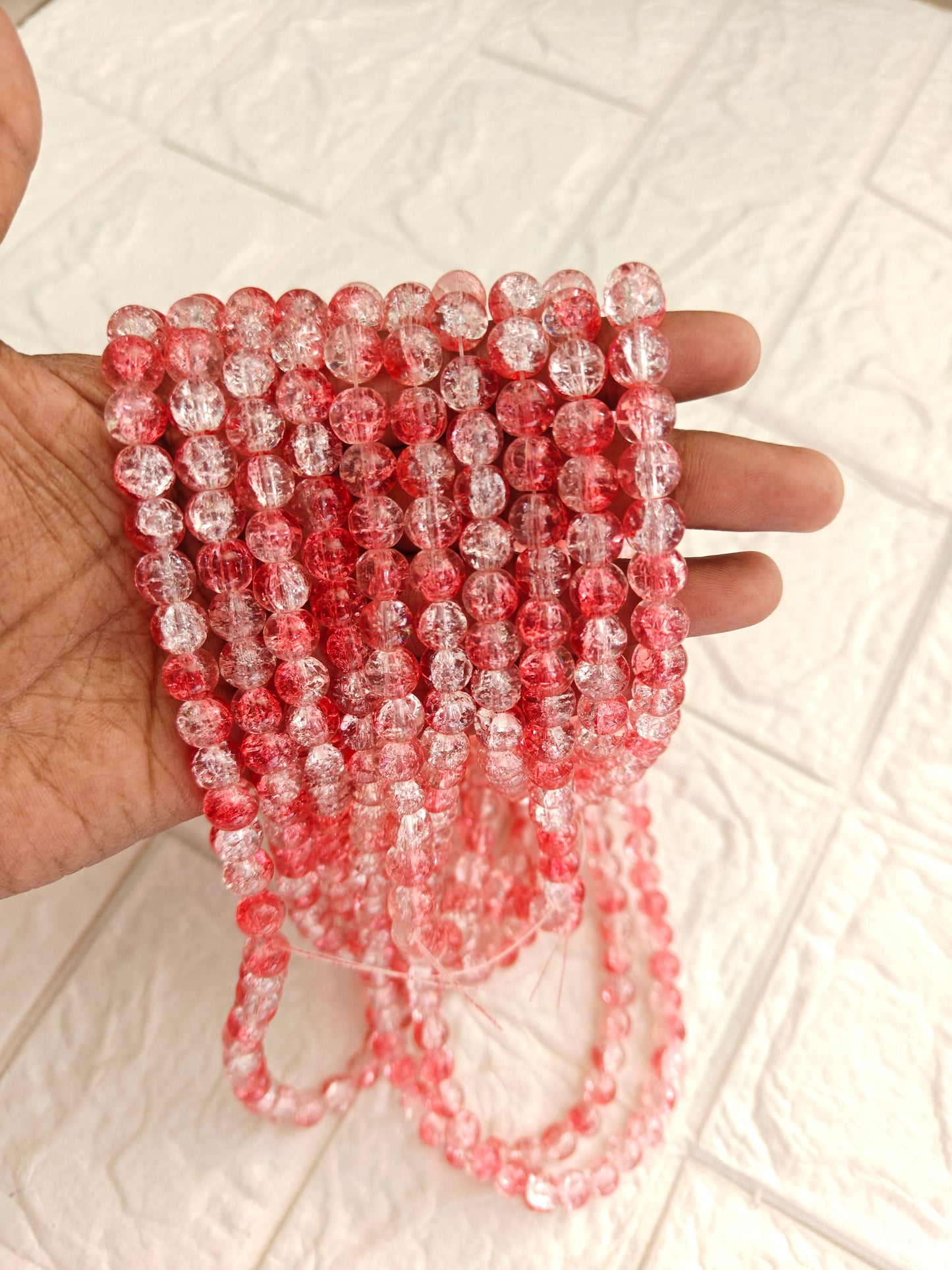 Dual Shade Crackle Beads 8mm - approx. 100 beads