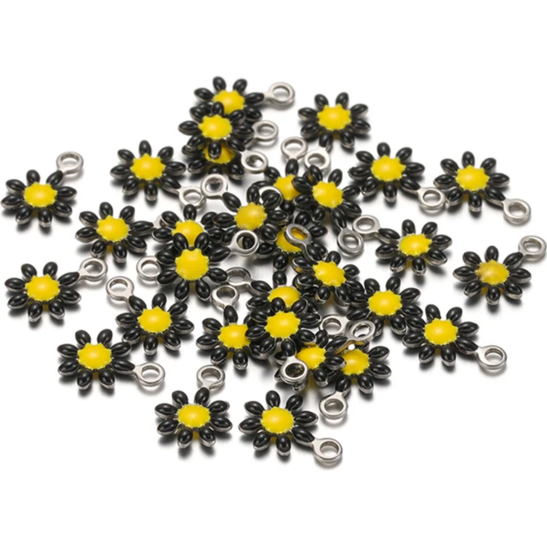 S.Steel Enamel Little Flower Charm - 1 Piece