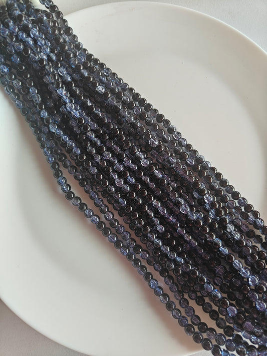 Dual Shade Crackle Beads 8mm Blue & Black - approx. 100 beads